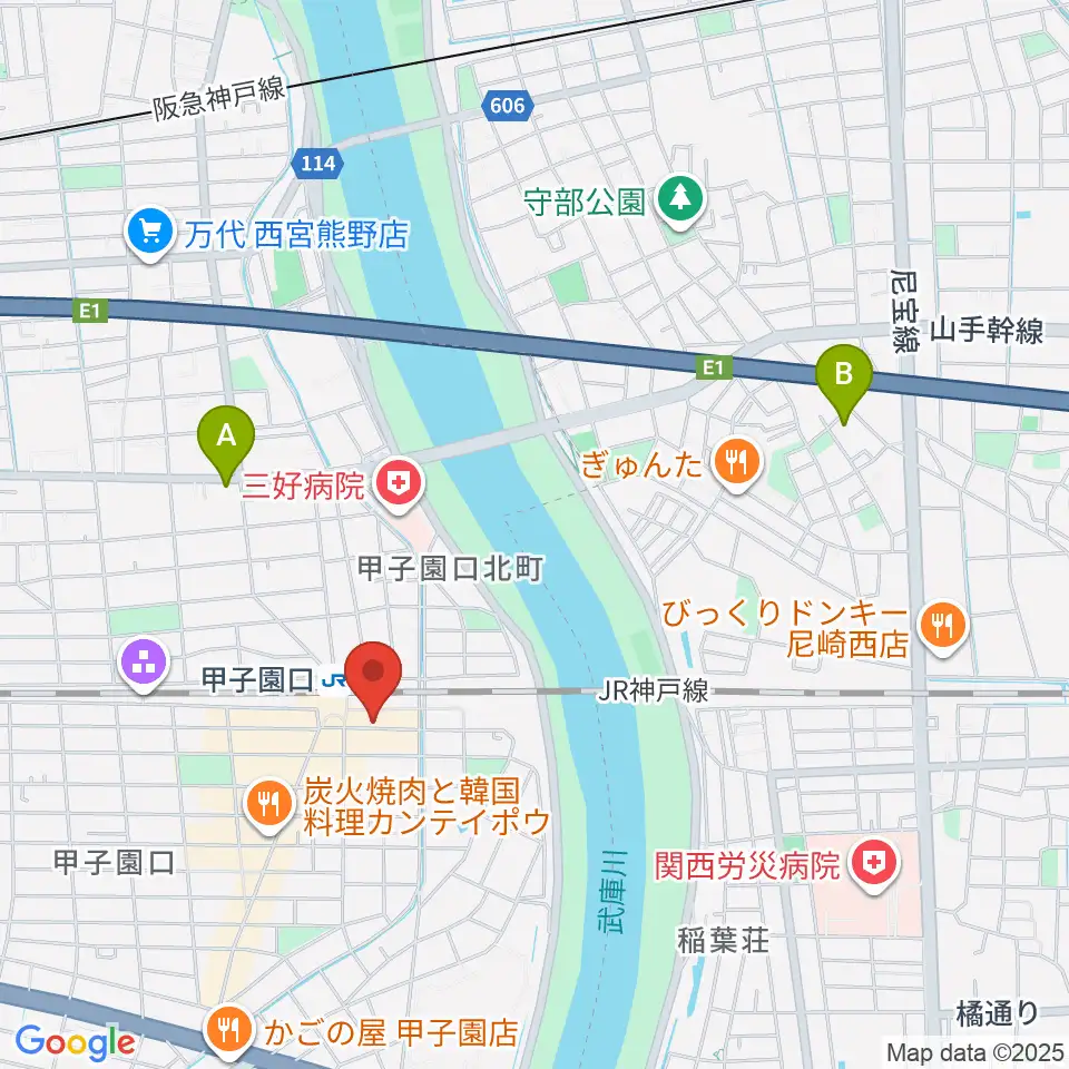 箏三絃なかにし周辺のホテル一覧地図