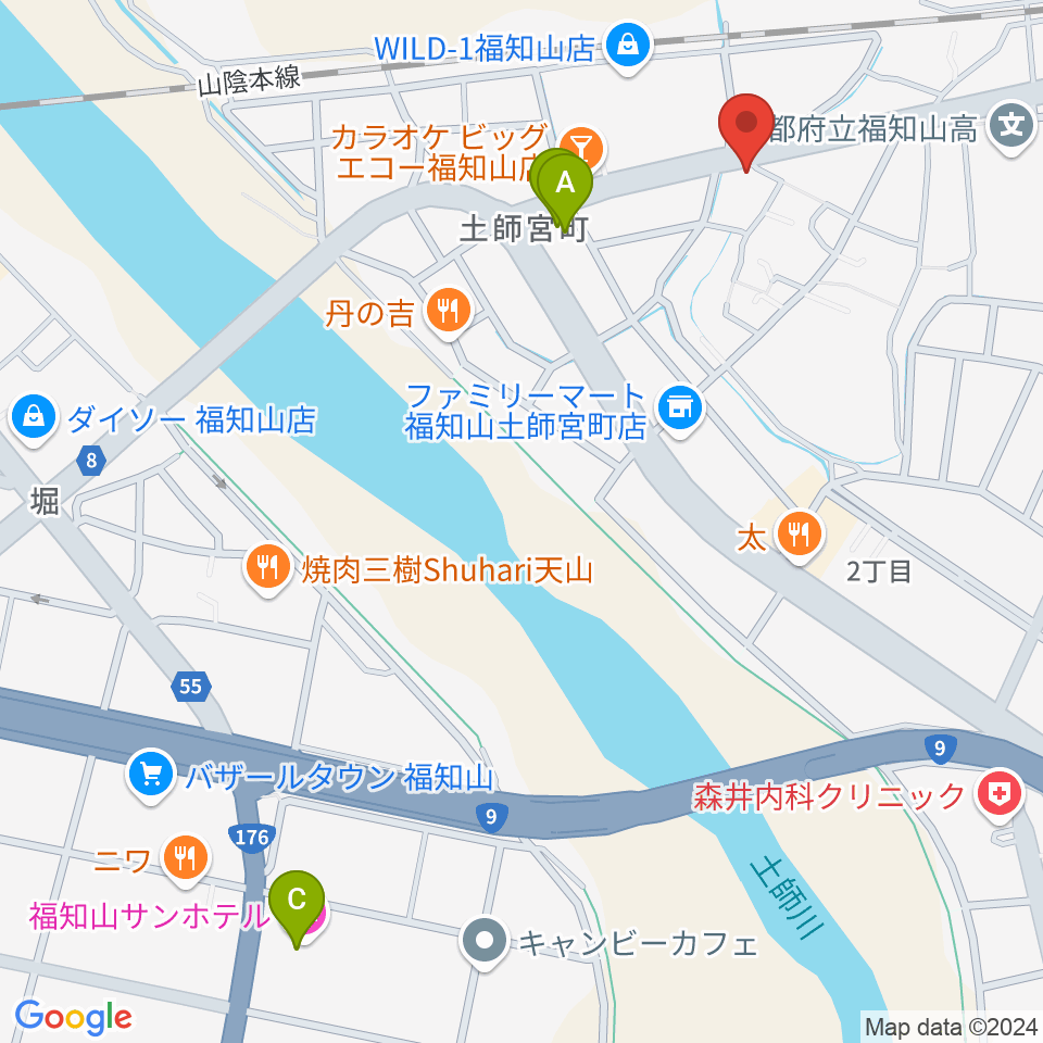 光陽堂 福知山本店周辺のホテル一覧地図