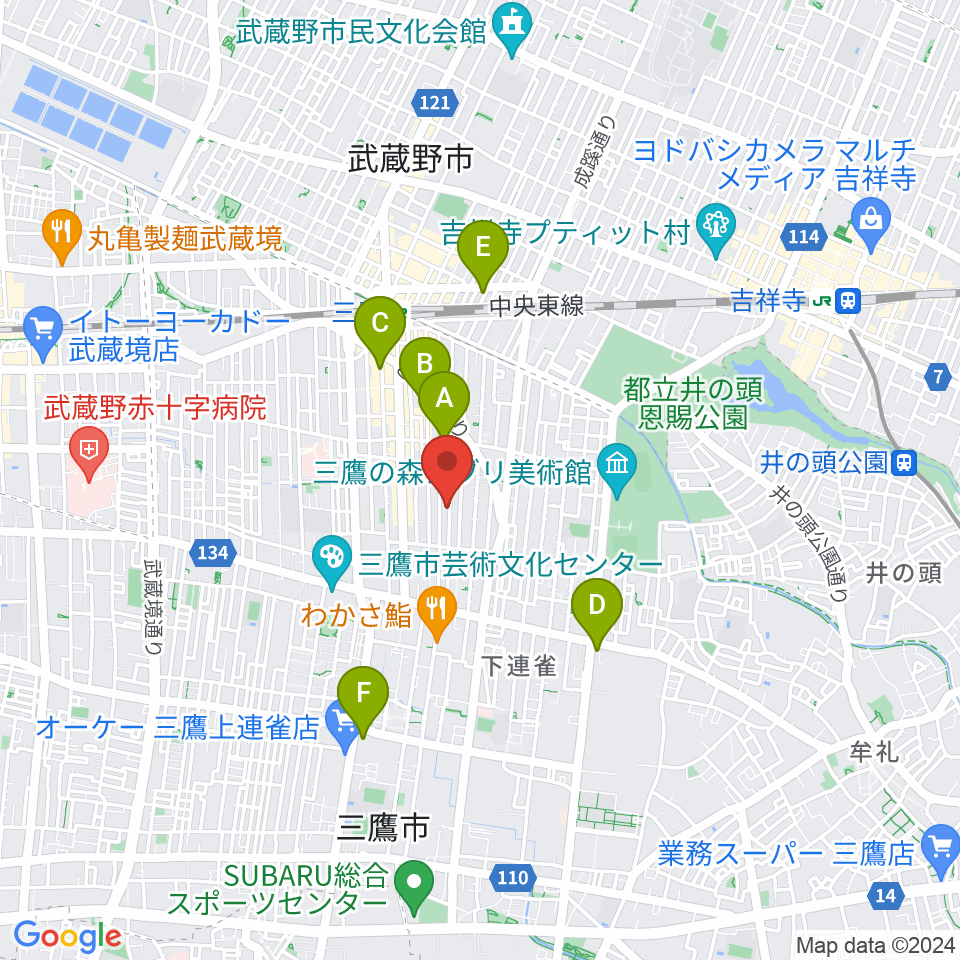 コントラバス専門店アット周辺のホテル一覧地図