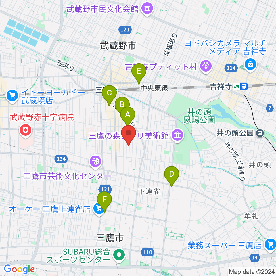 コントラバス専門店アット周辺のホテル一覧地図