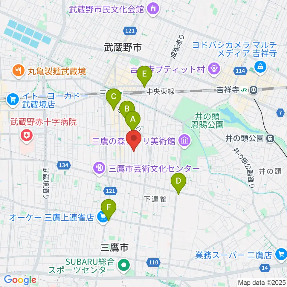 コントラバス専門店アット周辺のホテル一覧地図