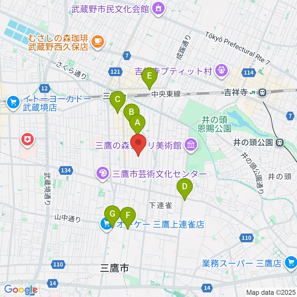 コントラバス専門店アット周辺のホテル一覧地図