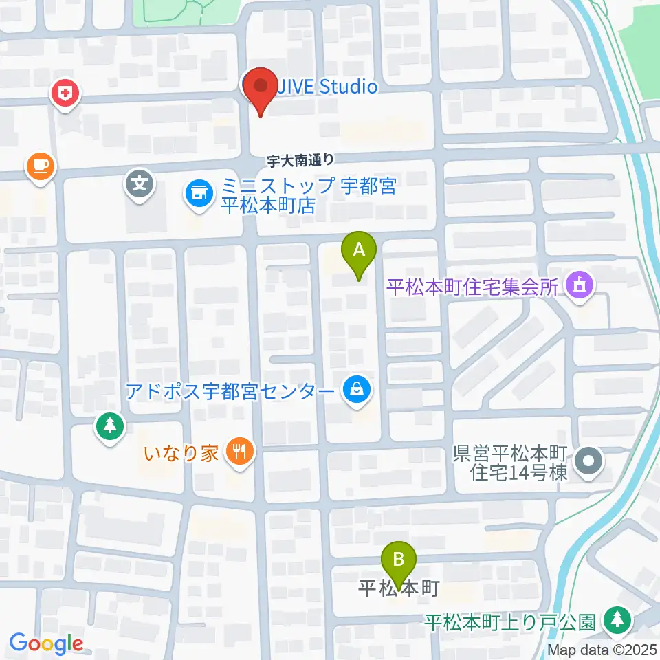 宇都宮JIVE Studio周辺のホテル一覧地図