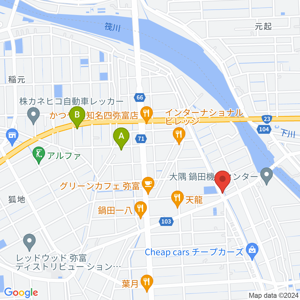 ギター工房フォーエム周辺のホテル一覧地図