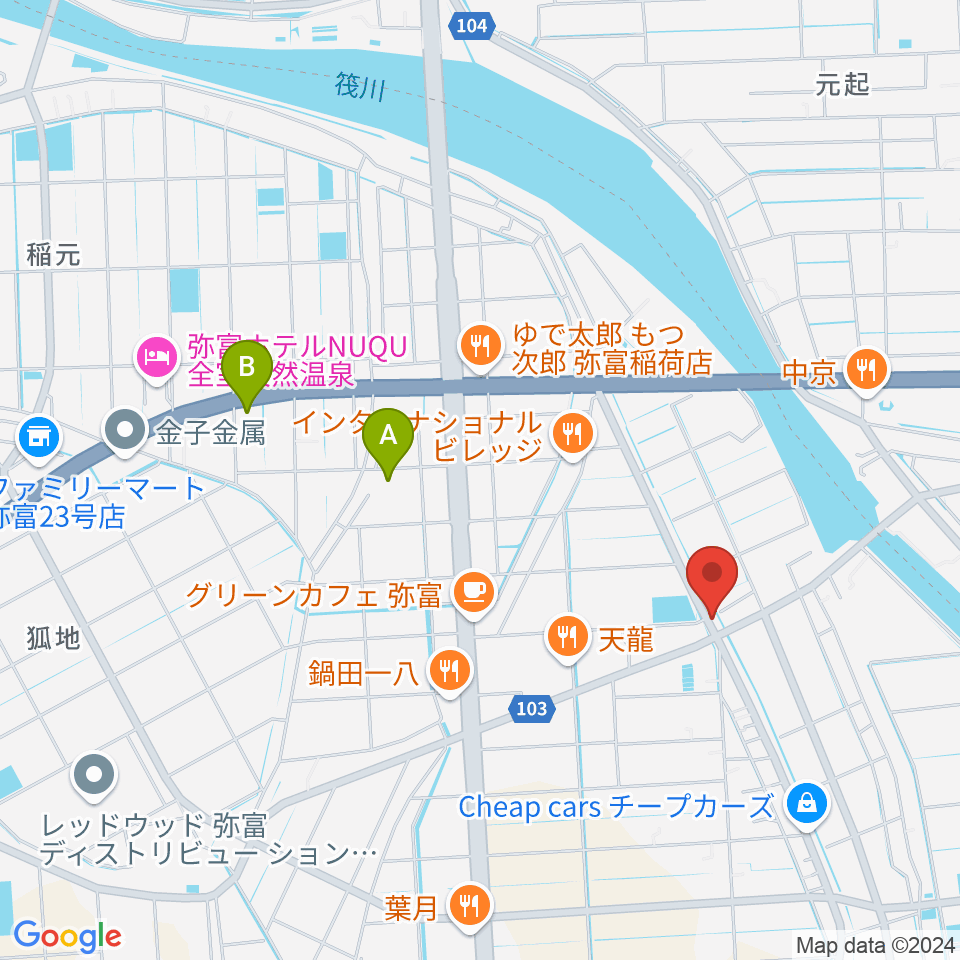 ギター工房フォーエム周辺のホテル一覧地図