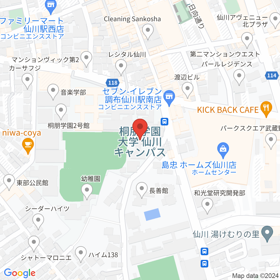 桐朋学園大学音楽学部周辺のホテル一覧地図