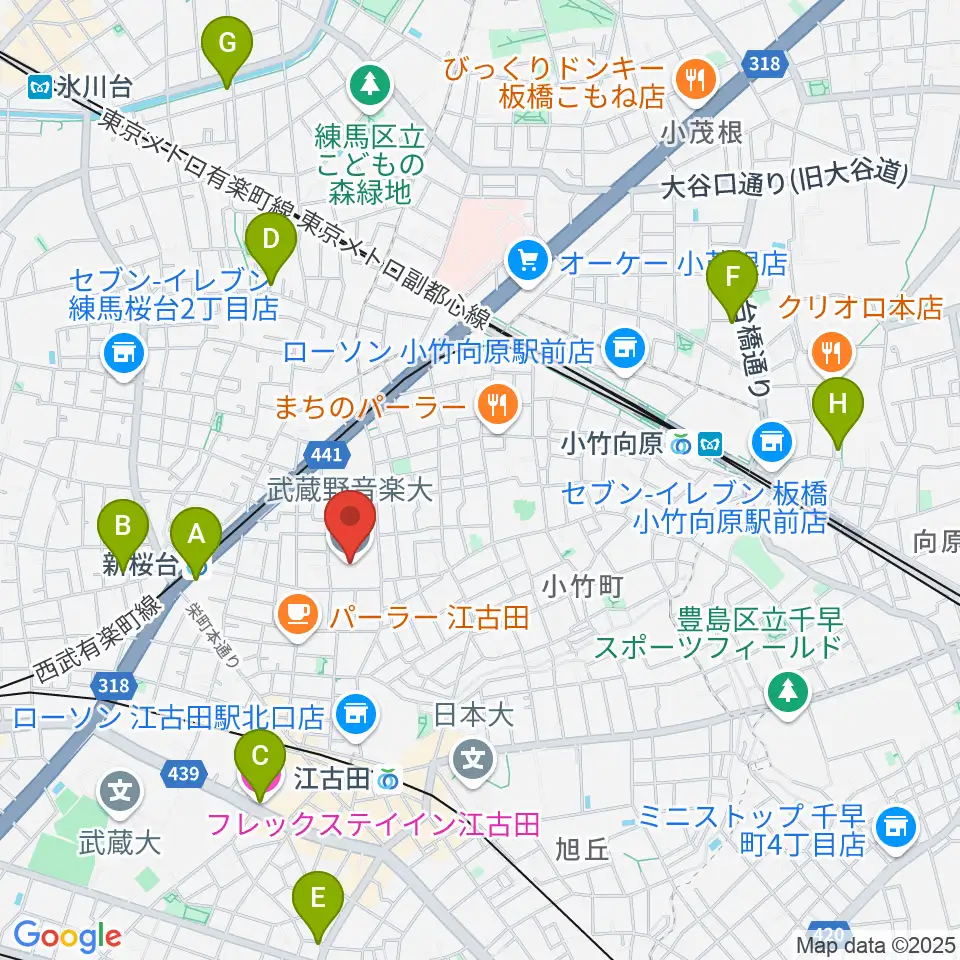 武蔵野音楽大学周辺のホテル一覧地図