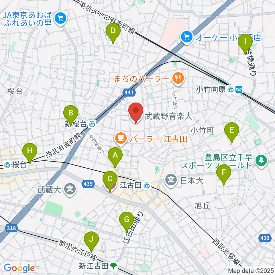 武蔵野音楽大学周辺のホテル一覧地図