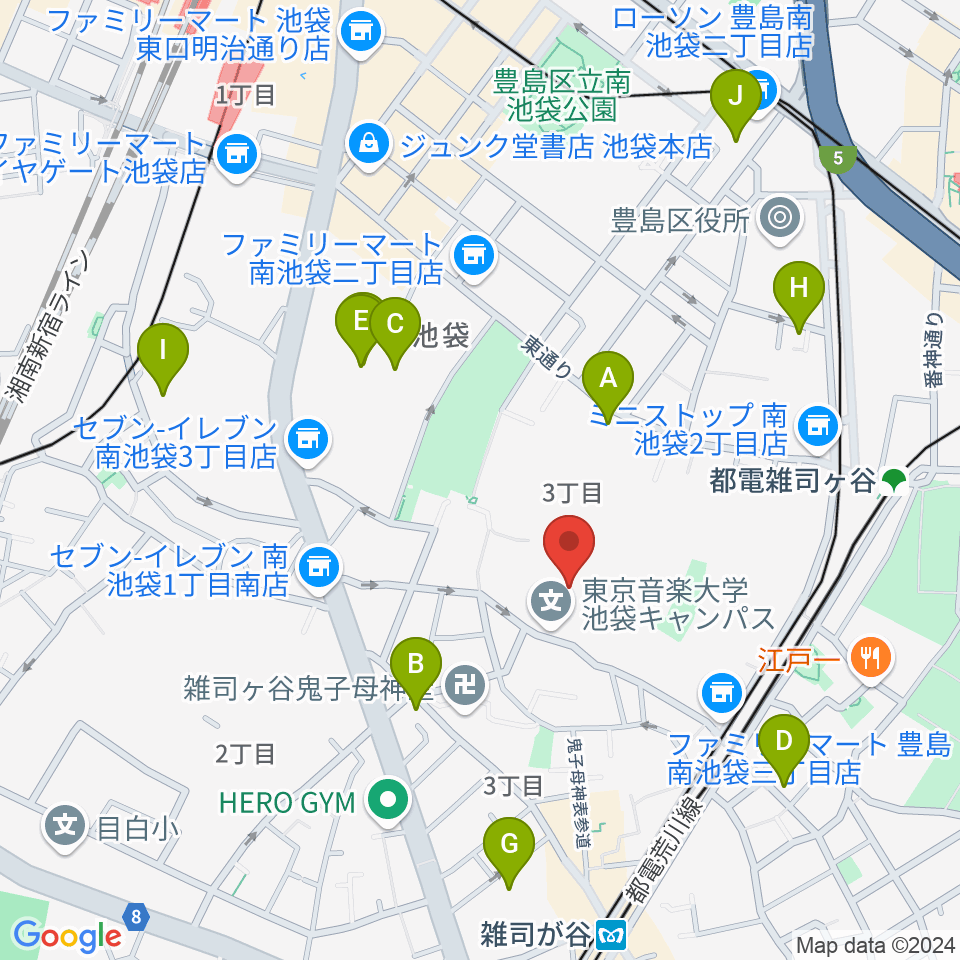 東京音楽大学付属高等学校周辺のホテル一覧地図