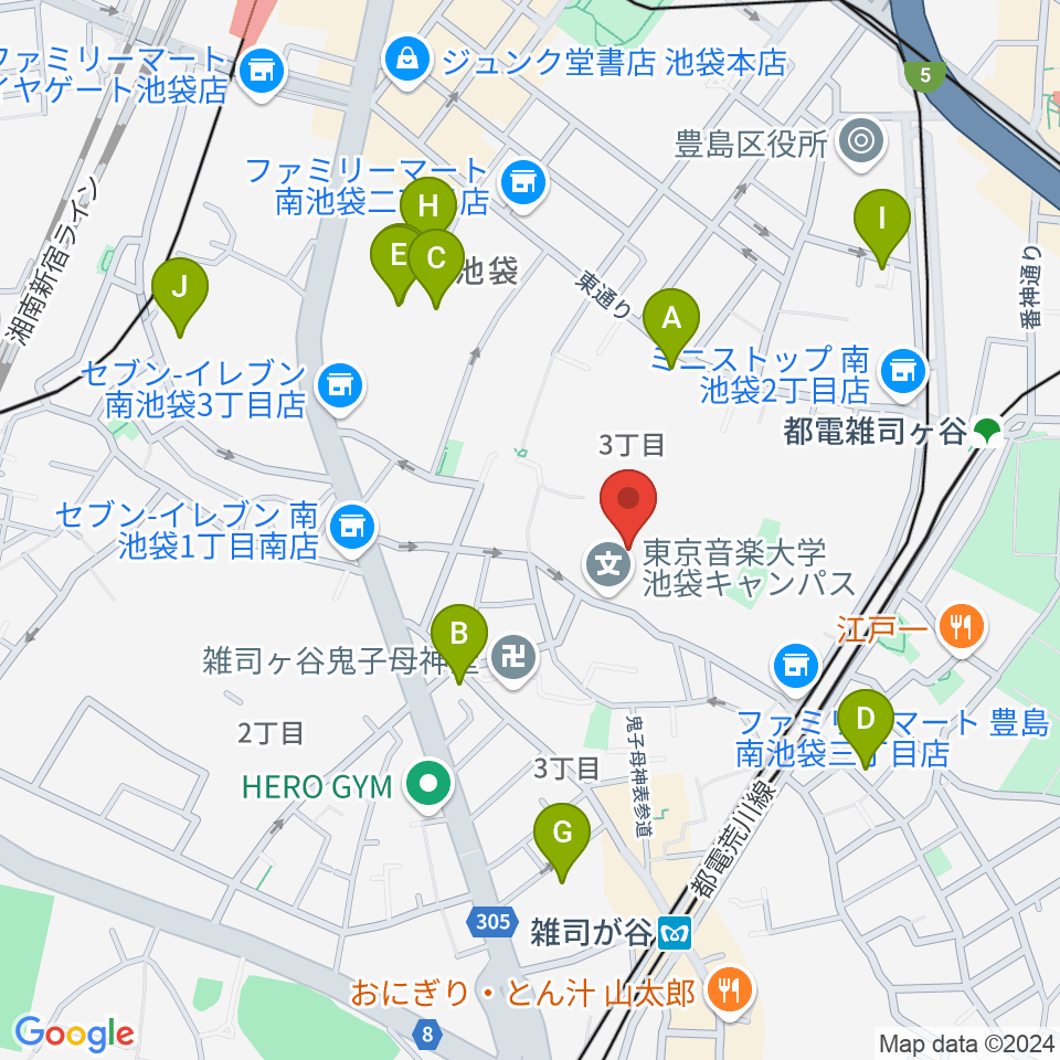 東京音楽大学付属高等学校周辺のホテル一覧地図