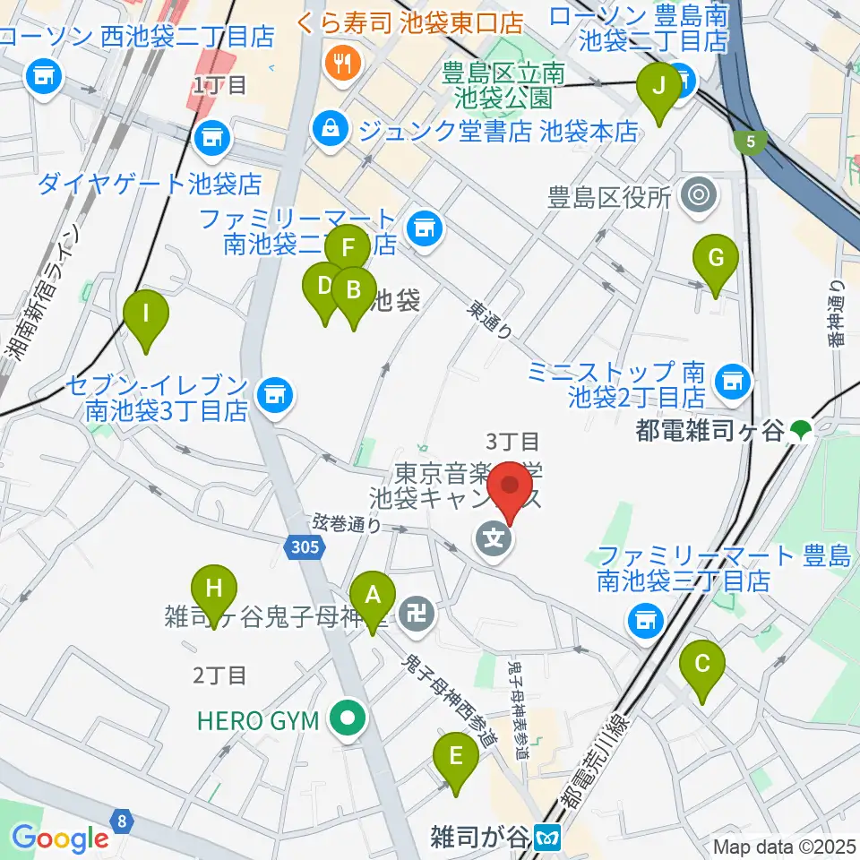 東京音楽大学付属高等学校周辺のホテル一覧地図
