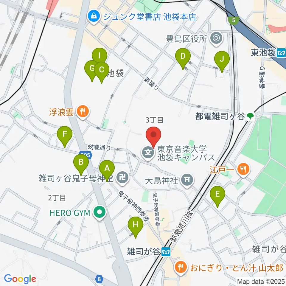 東京音楽大学付属高等学校周辺のホテル一覧地図