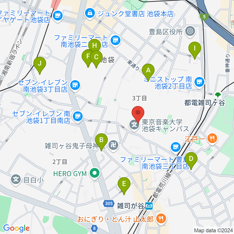 東京音楽大学付属音楽教室周辺のホテル一覧地図