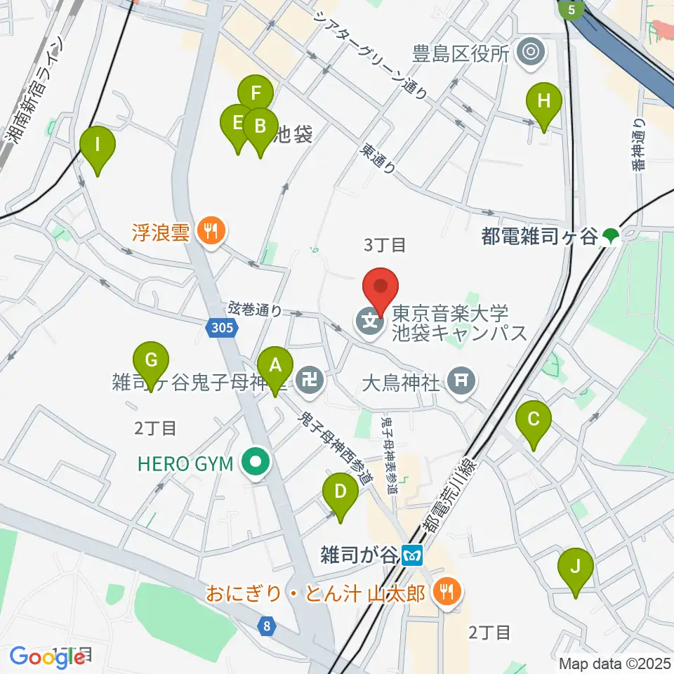 東京音楽大学付属音楽教室周辺のホテル一覧地図