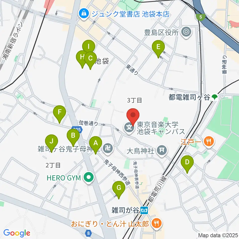 東京音楽大学付属音楽教室周辺のホテル一覧地図