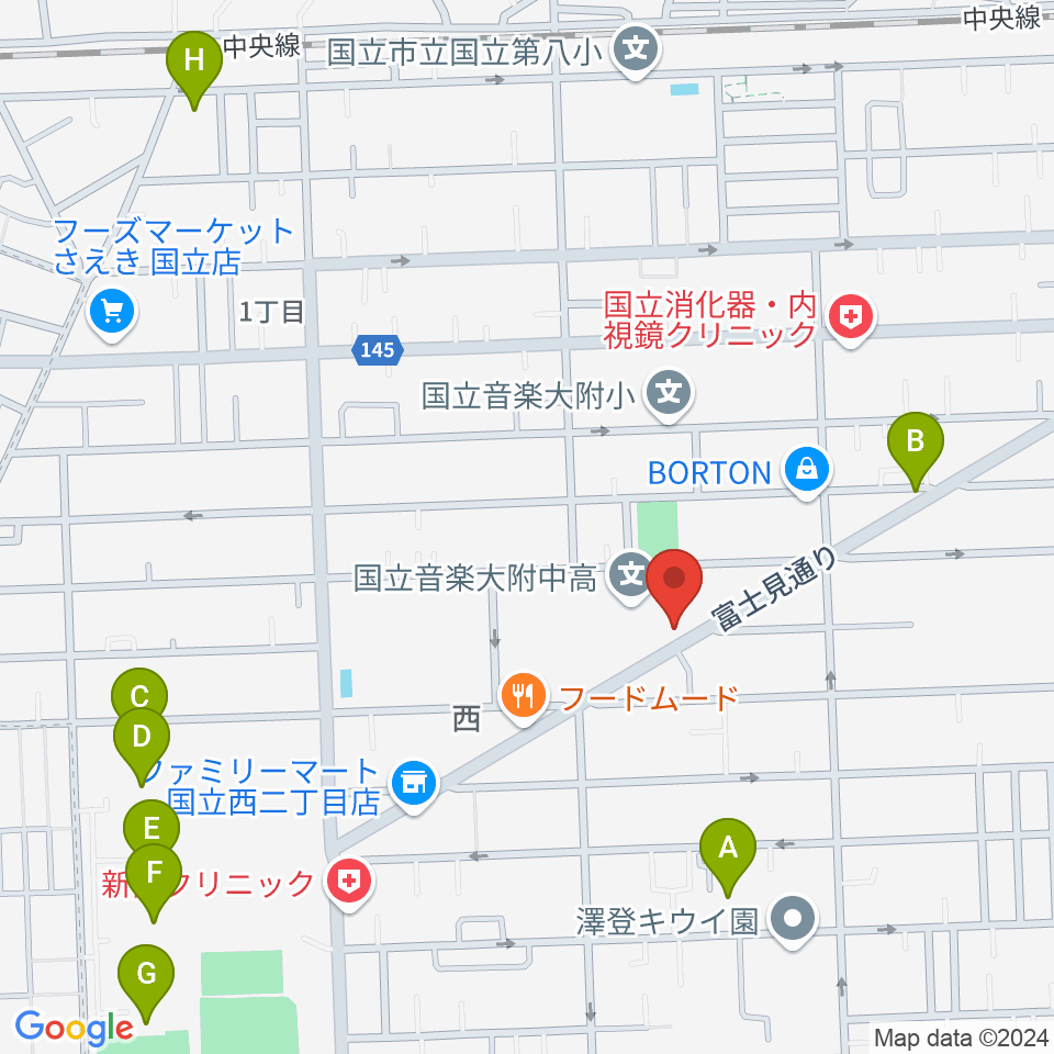 国立音楽大学附属高等学校音楽科周辺のホテル一覧地図