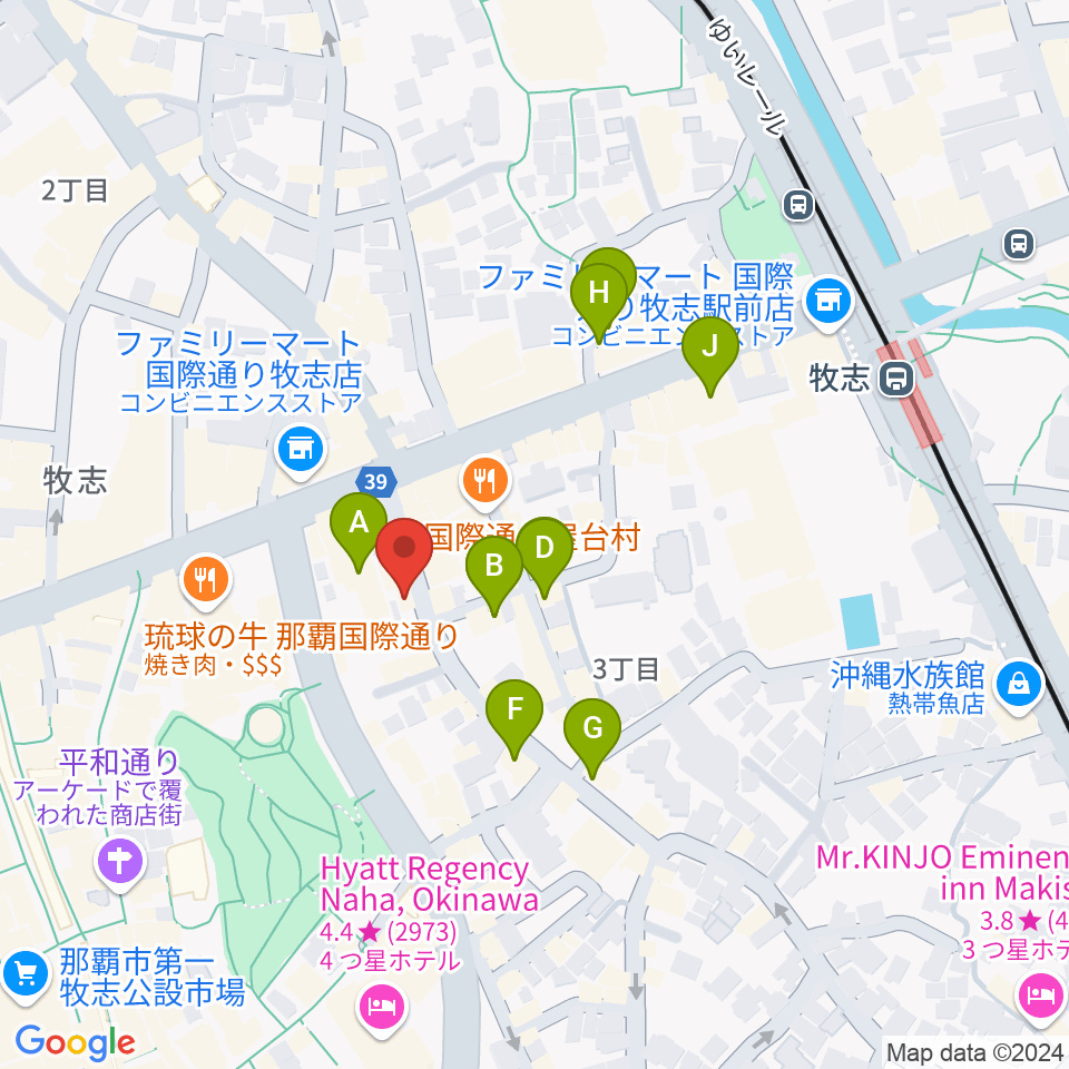 三線専門店ナビィ三線周辺のホテル一覧地図