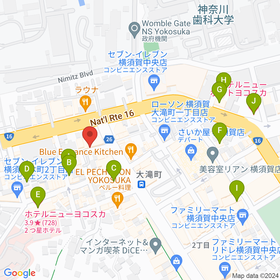 山口楽器店周辺のホテル一覧地図