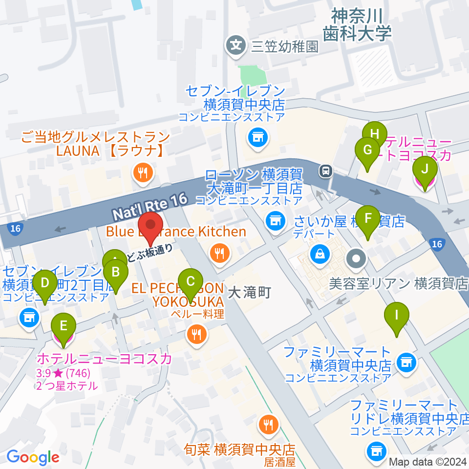 山口楽器店周辺のホテル一覧地図