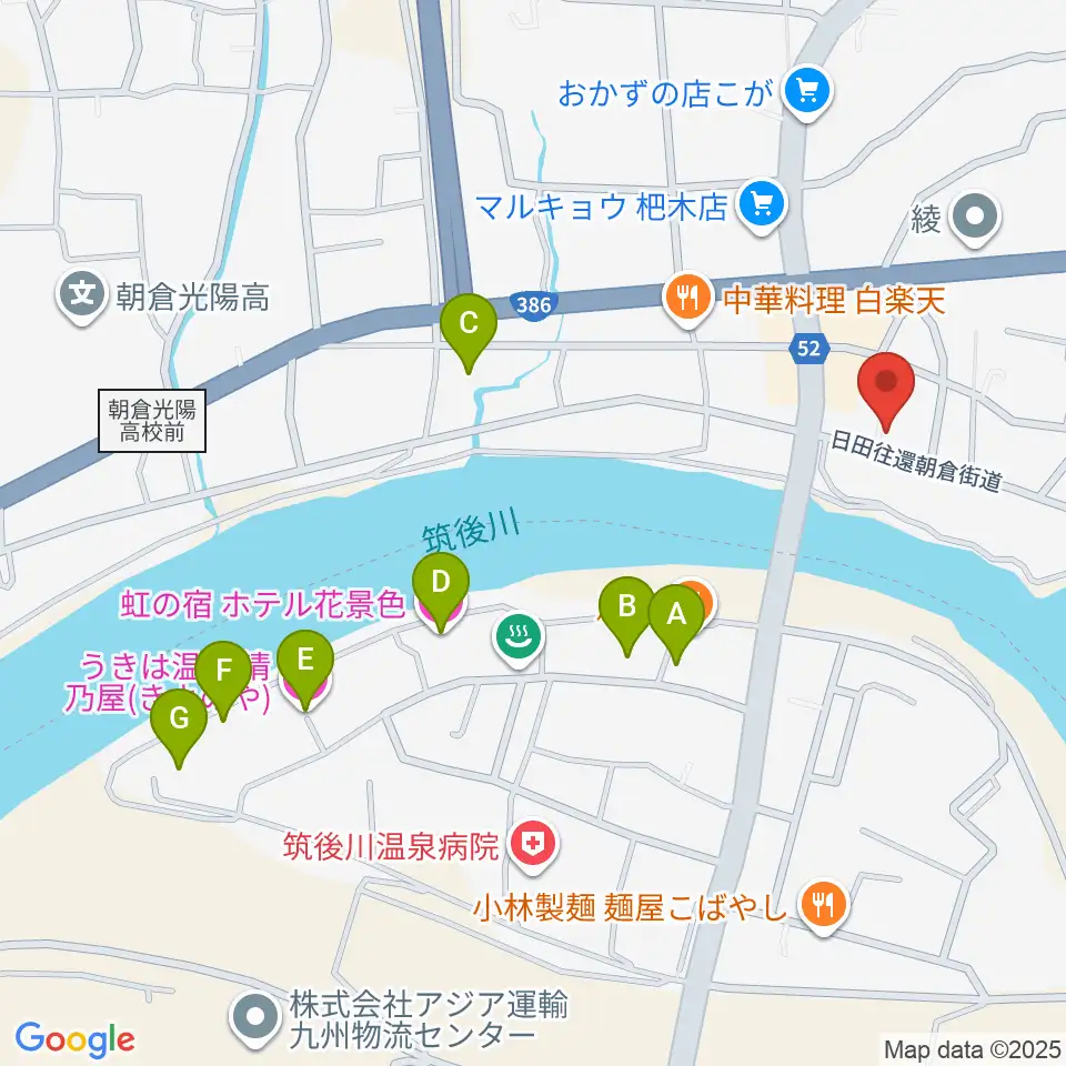 沢田楽器 杷木本店周辺のホテル一覧地図