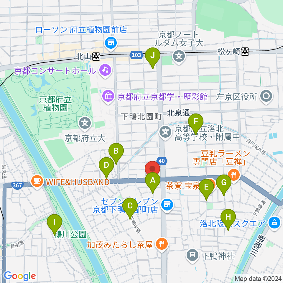 京都 月光堂楽器店周辺のホテル一覧地図