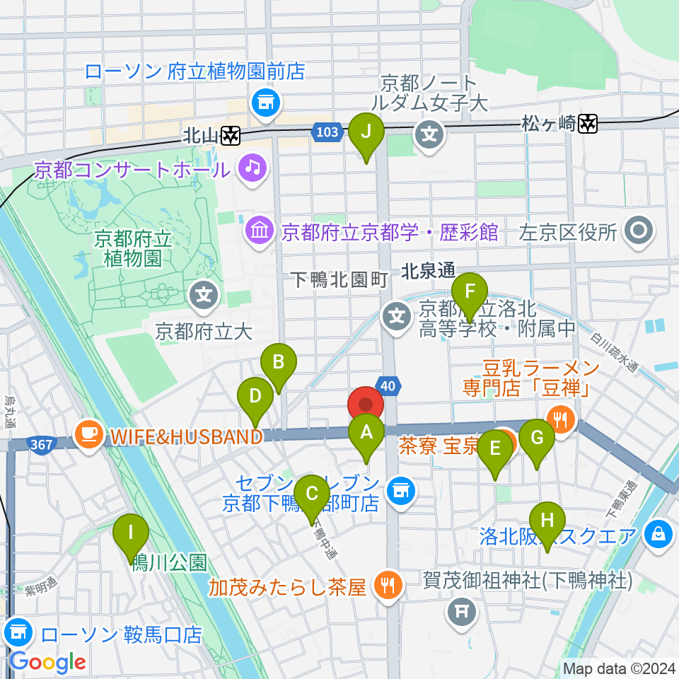 京都 月光堂楽器店周辺のホテル一覧地図