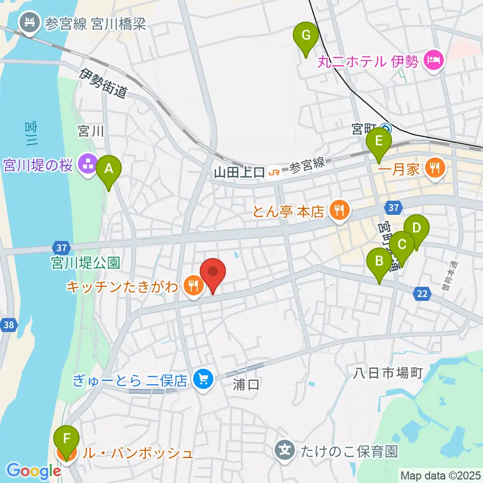ギターズランド周辺のホテル一覧地図
