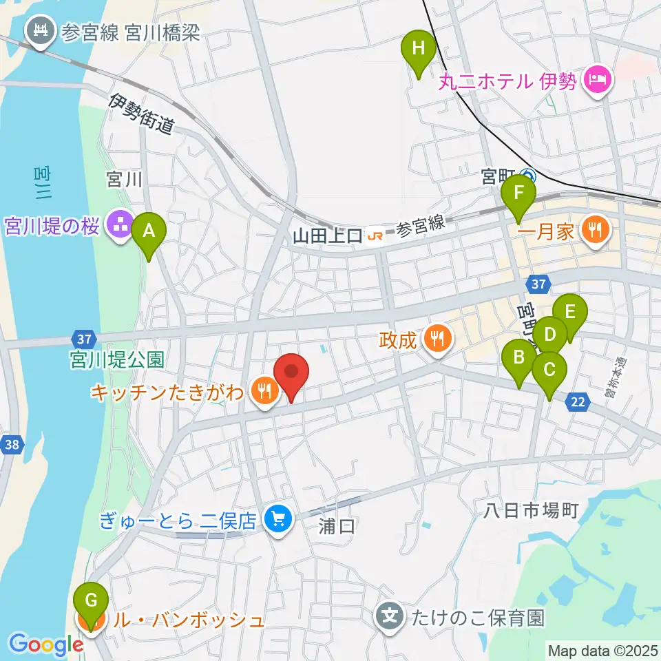 ギターズランド周辺のホテル一覧地図
