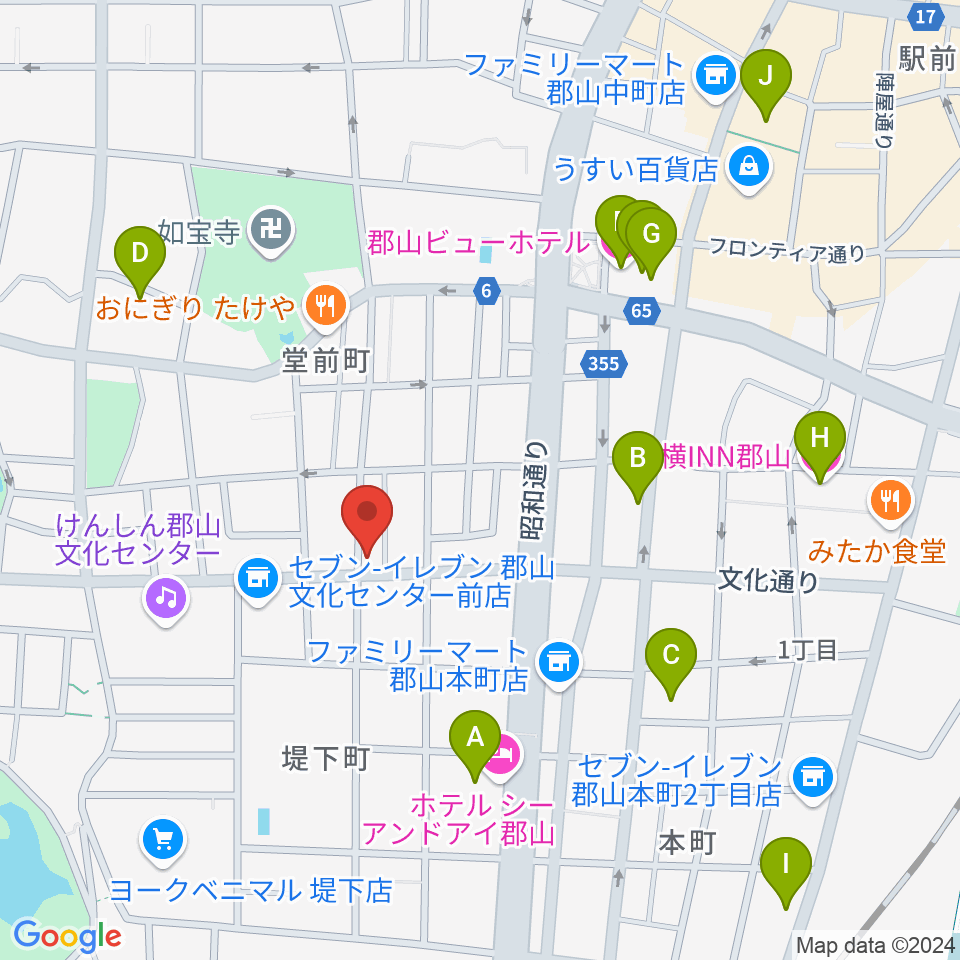 NOA楽器周辺のホテル一覧地図