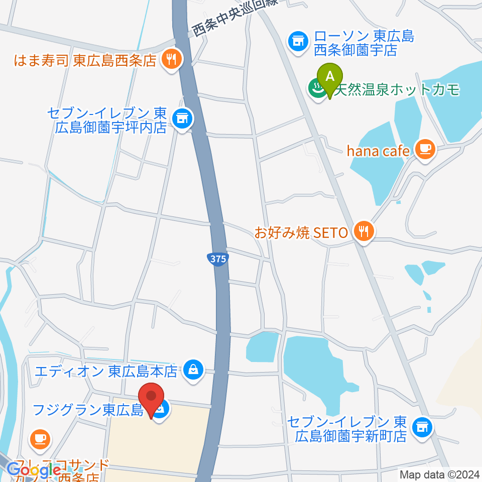 キハラ楽器西条店ときめきセンター周辺のホテル一覧地図