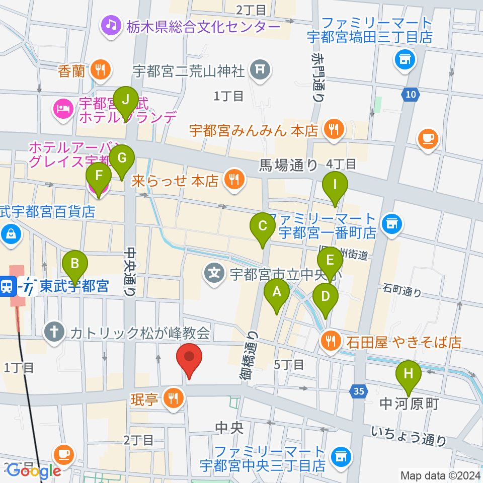 宇都宮ライナス周辺のホテル一覧地図