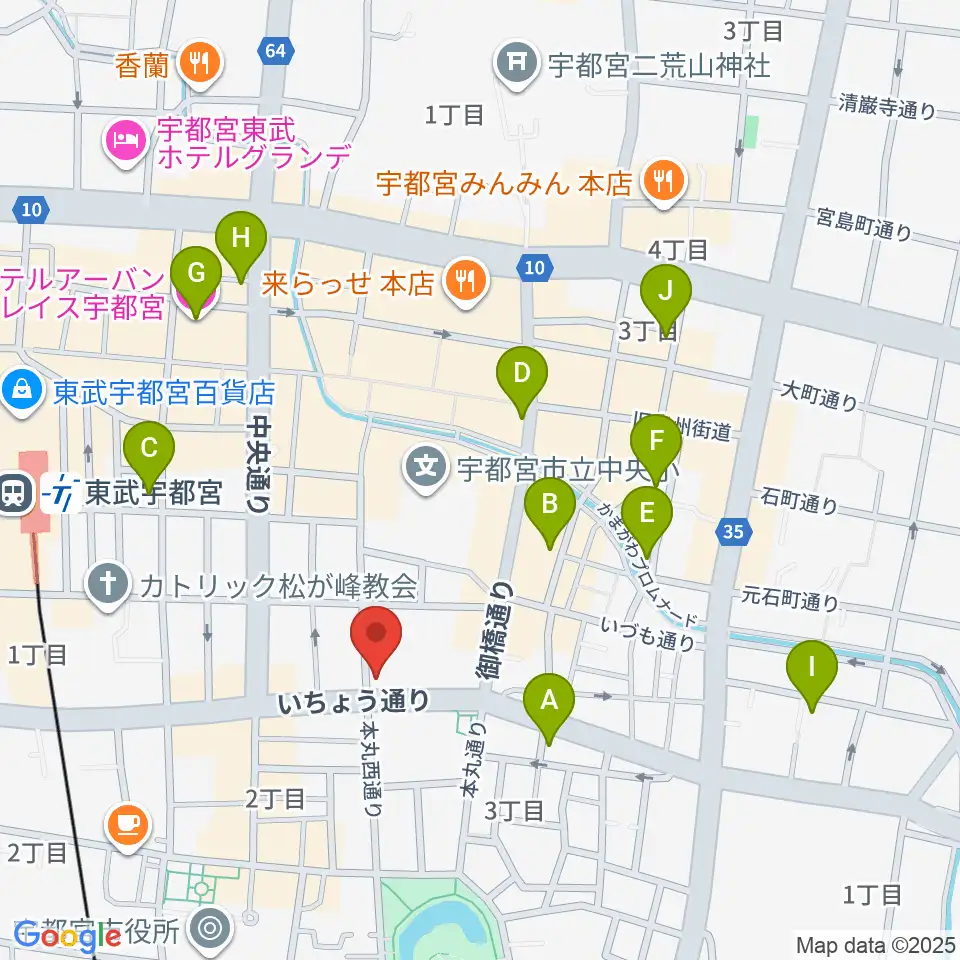 宇都宮ライナス周辺のホテル一覧地図