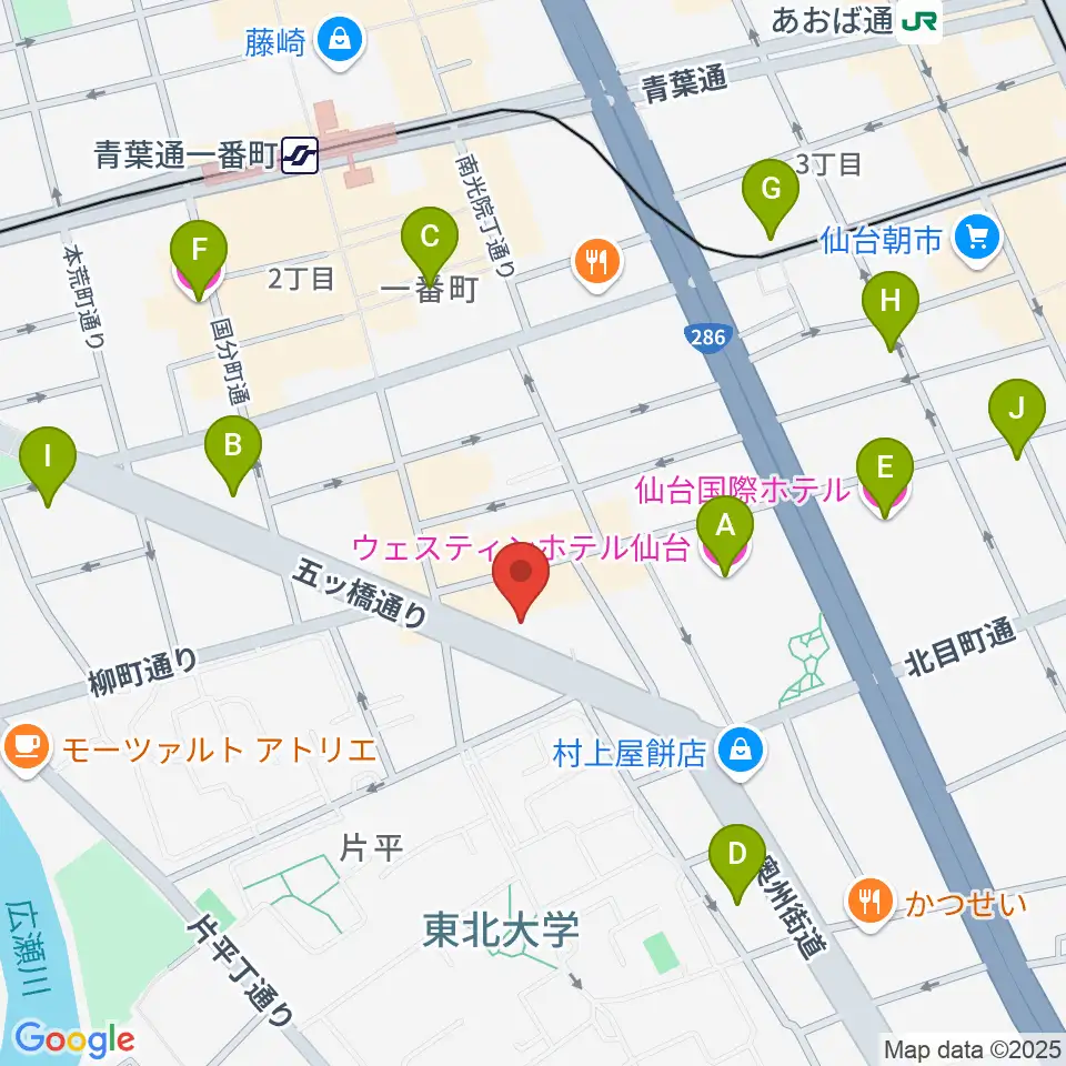 サンリツ楽器 仙台本店周辺のホテル一覧地図