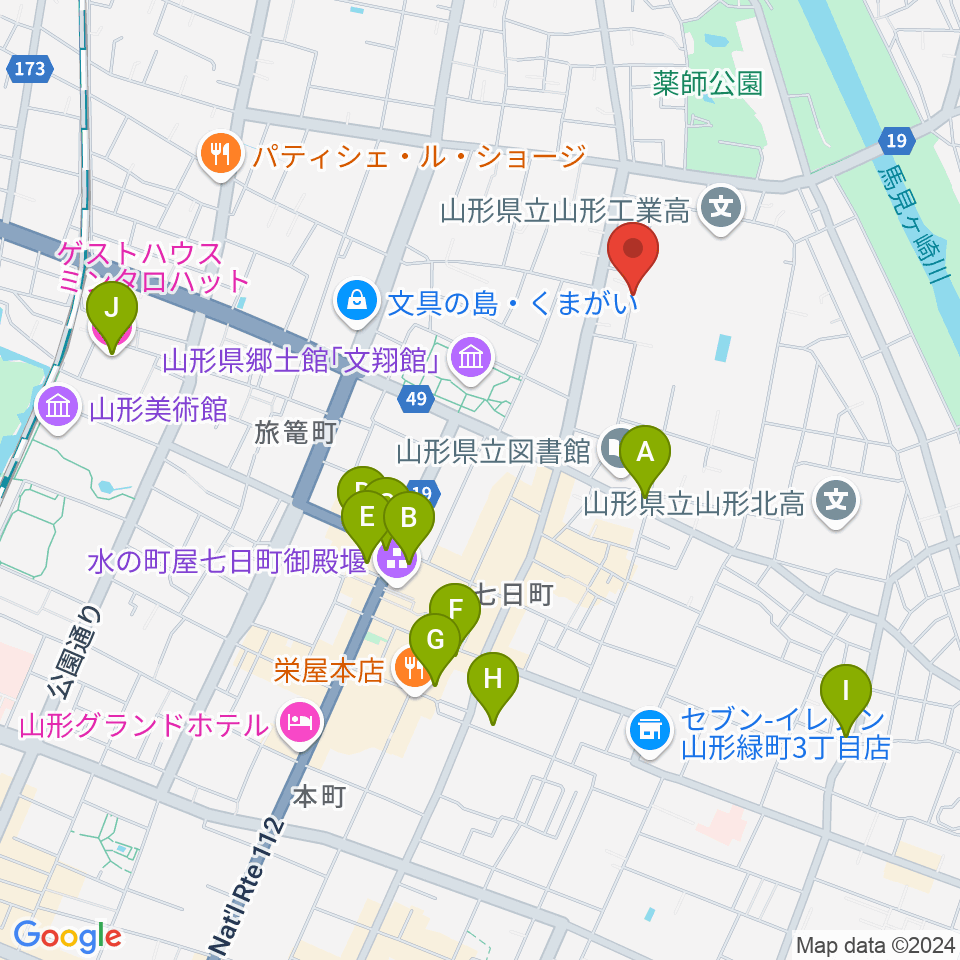 ミュージックロフト ピアノ教室周辺のホテル一覧地図