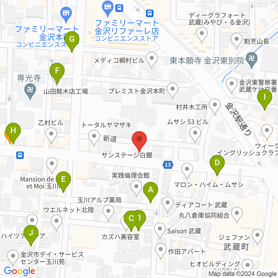 関屋楽器店周辺のホテル一覧地図