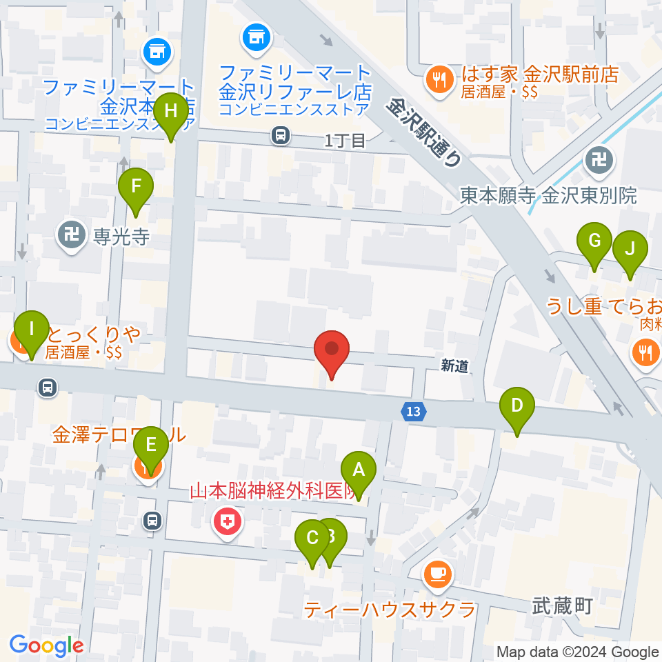 関屋楽器店周辺のホテル一覧地図