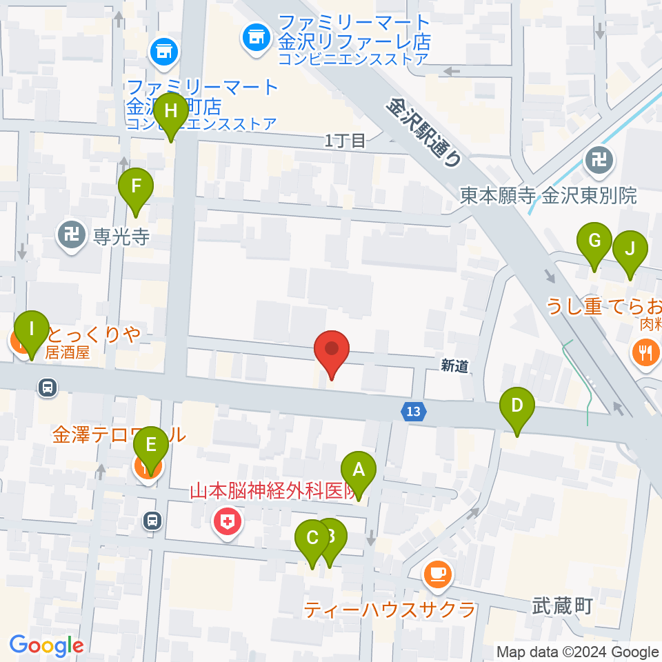 関屋楽器店周辺のホテル一覧地図