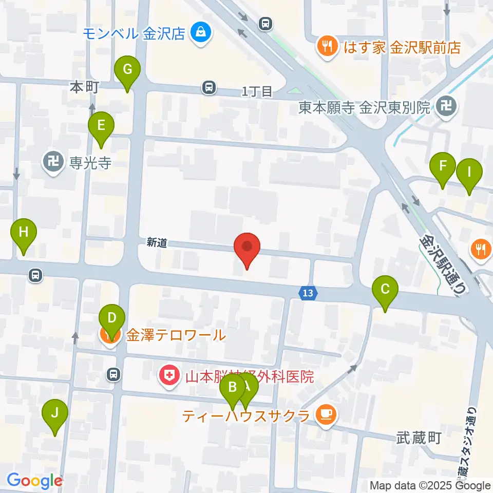 関屋楽器店周辺のホテル一覧地図