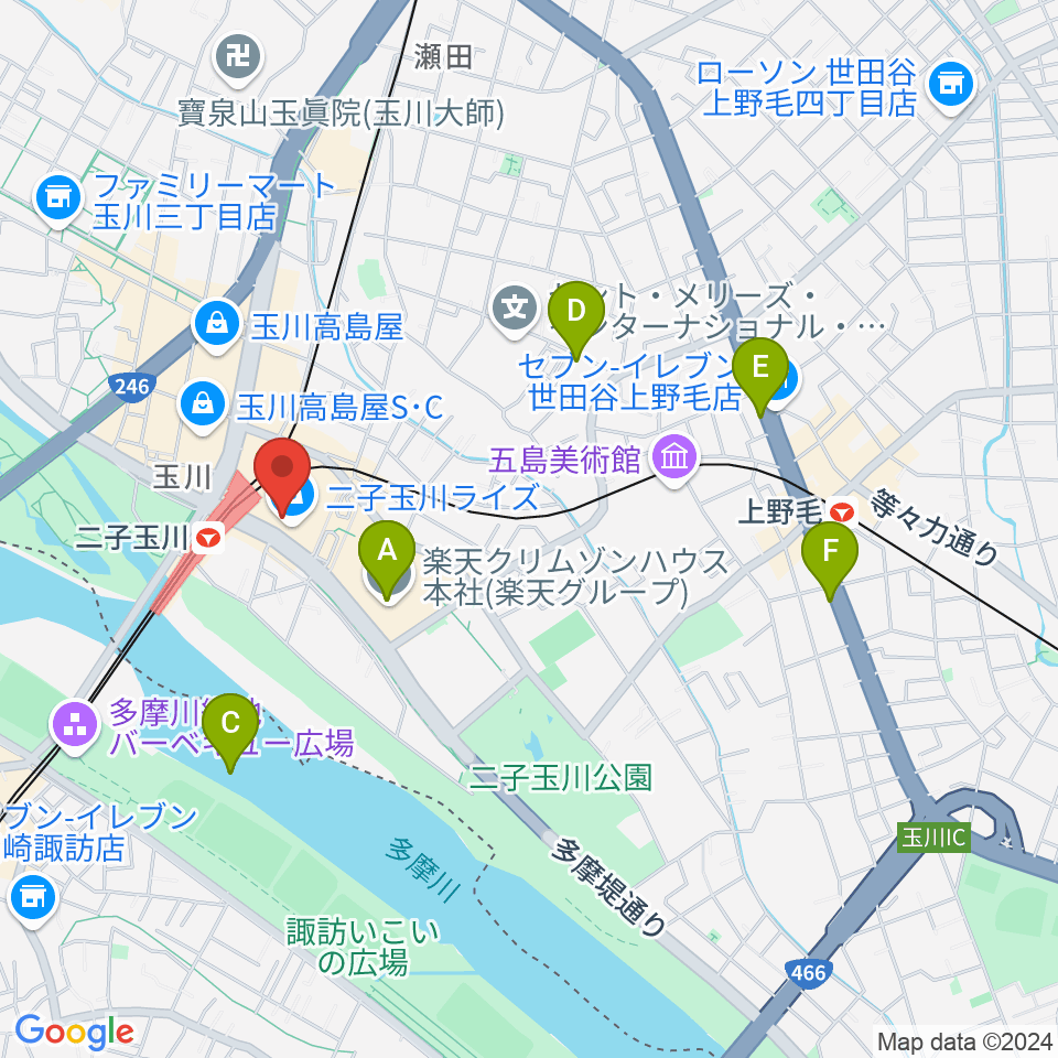 島村楽器 二子玉川ライズ・ショッピングセンター店周辺のホテル一覧地図