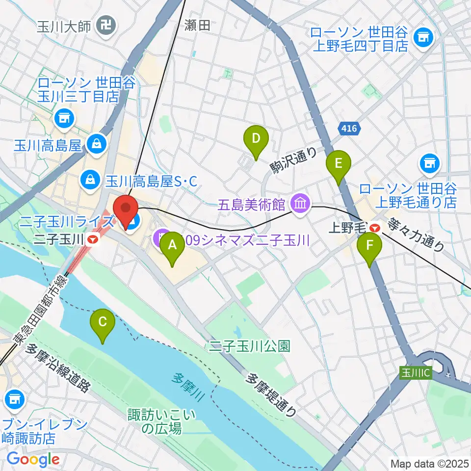 島村楽器 二子玉川ライズ・ショッピングセンター店周辺のホテル一覧地図