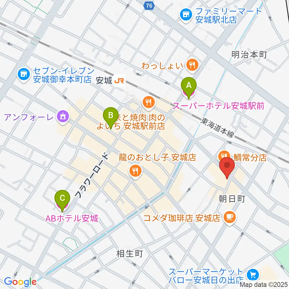 ツルタ楽器周辺のホテル一覧地図