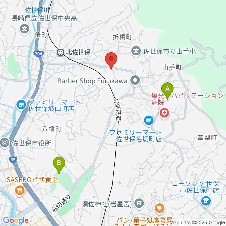 アルス楽器 佐世保店周辺のホテル一覧地図