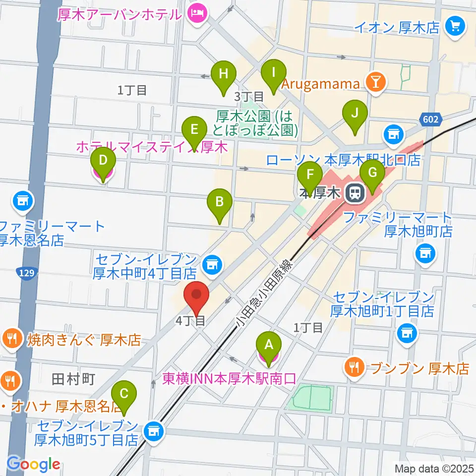 厚木楽器 本厚木店周辺のホテル一覧地図