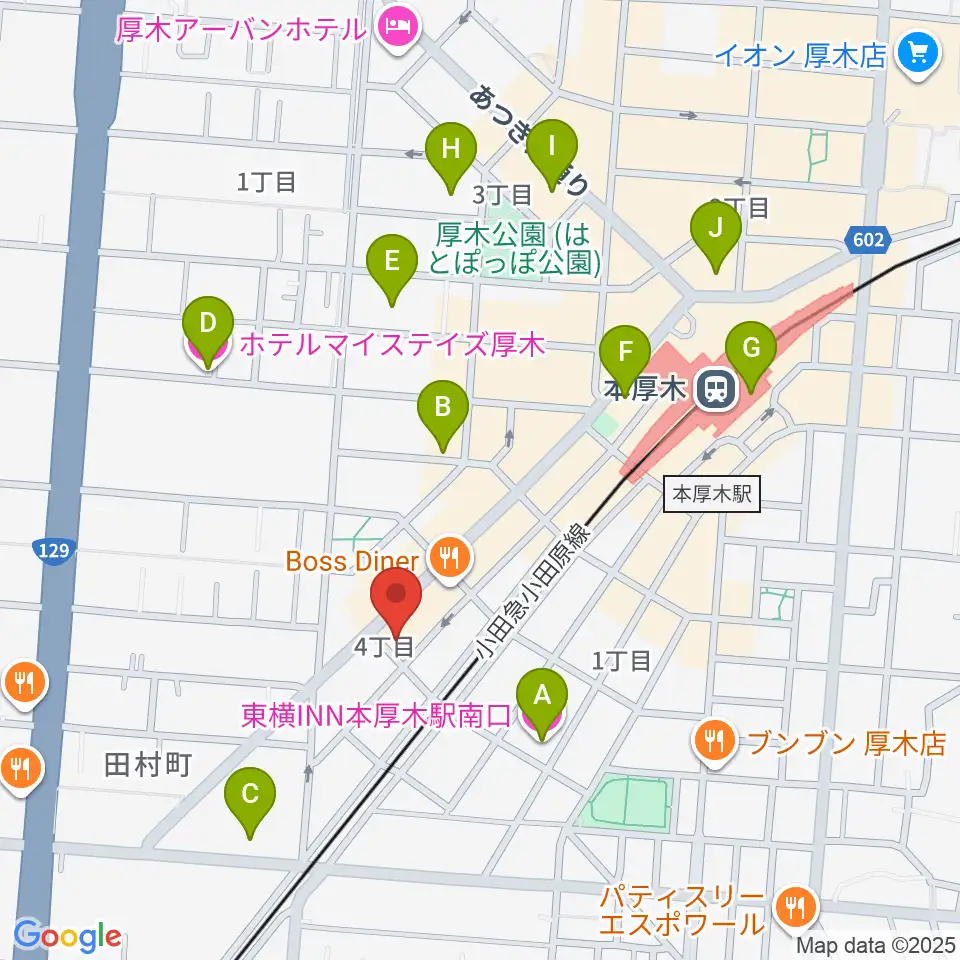 厚木楽器 本厚木店周辺のホテル一覧地図