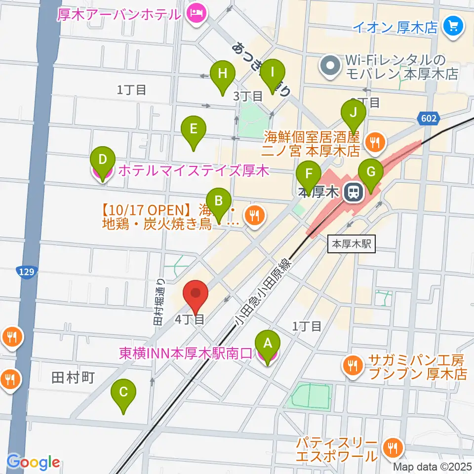 厚木楽器 本厚木店周辺のホテル一覧地図