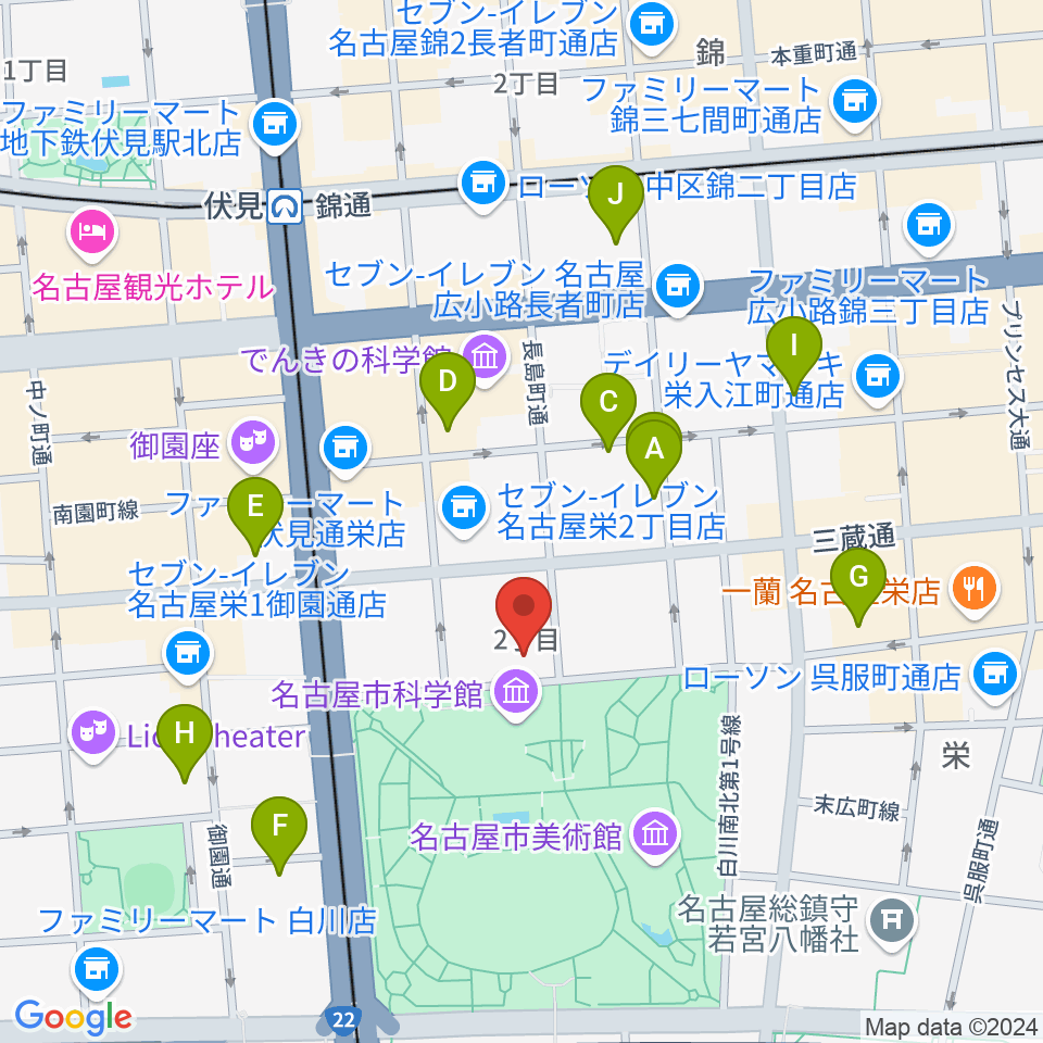 シャコンヌ名古屋店周辺のホテル一覧地図