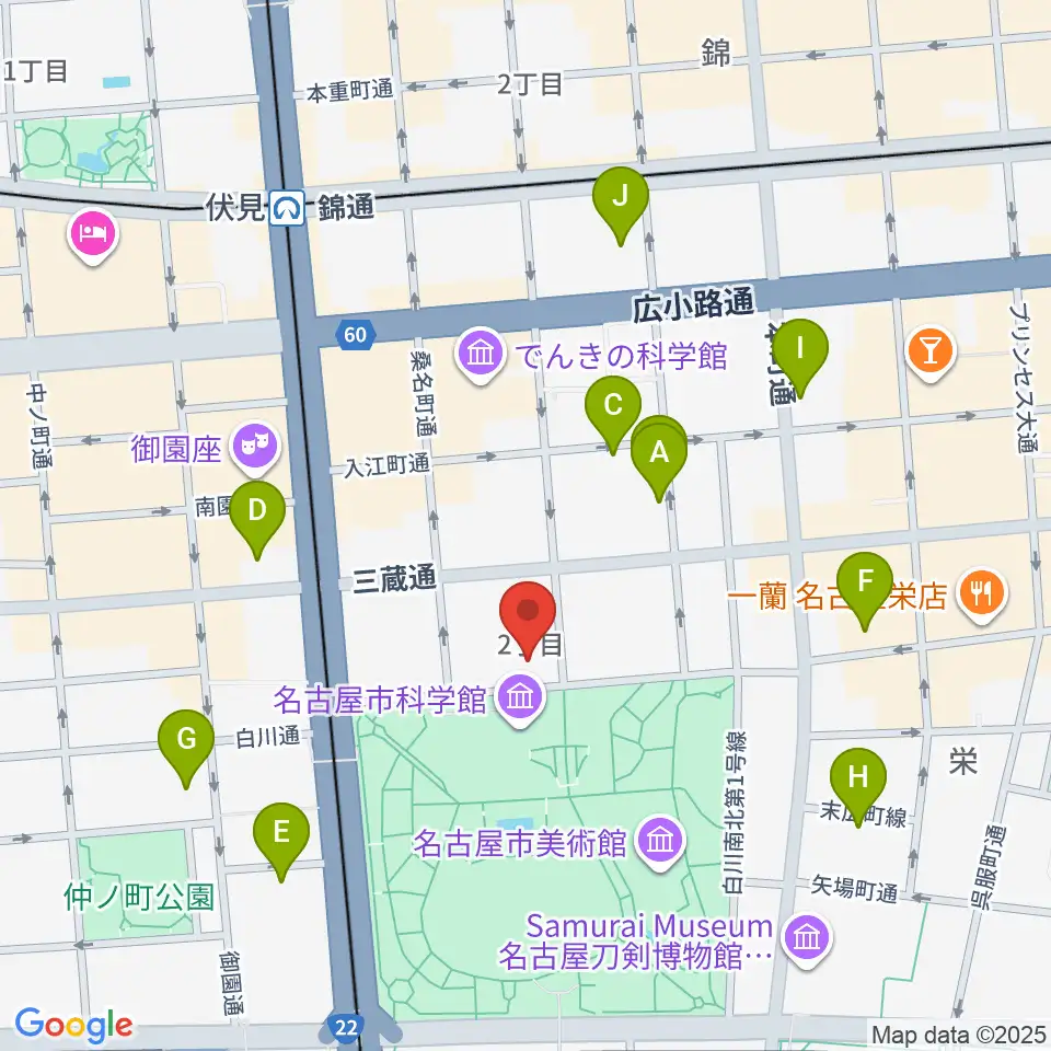 シャコンヌ名古屋店周辺のホテル一覧地図