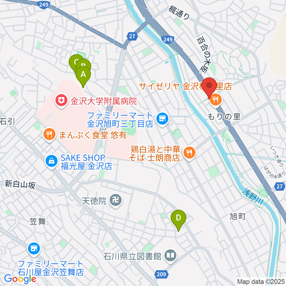 シャコンヌ金沢店周辺のホテル一覧地図