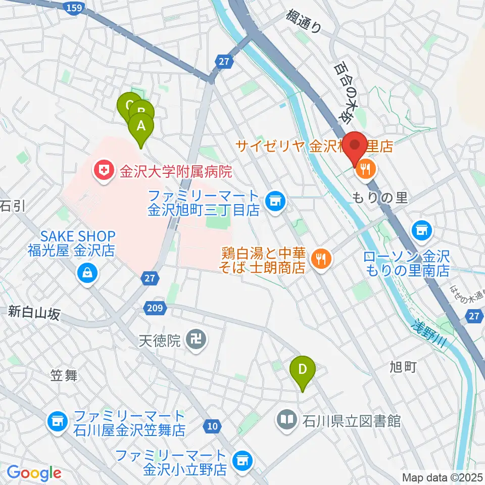 シャコンヌ金沢店周辺のホテル一覧地図