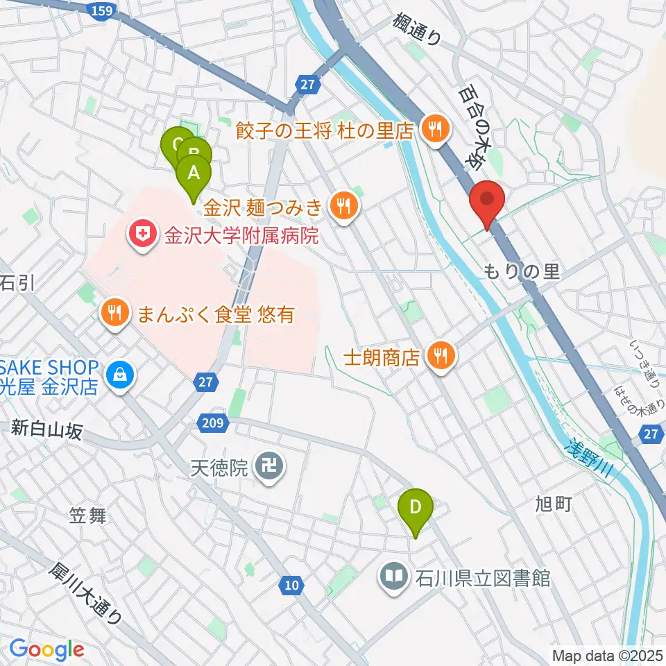 シャコンヌ金沢店周辺のホテル一覧地図